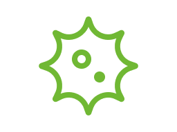 Green icon of a viral particle