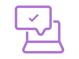 Purple icon of a laptop