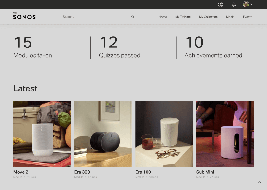Screenshot of the Sonos LMS showing the latest modules